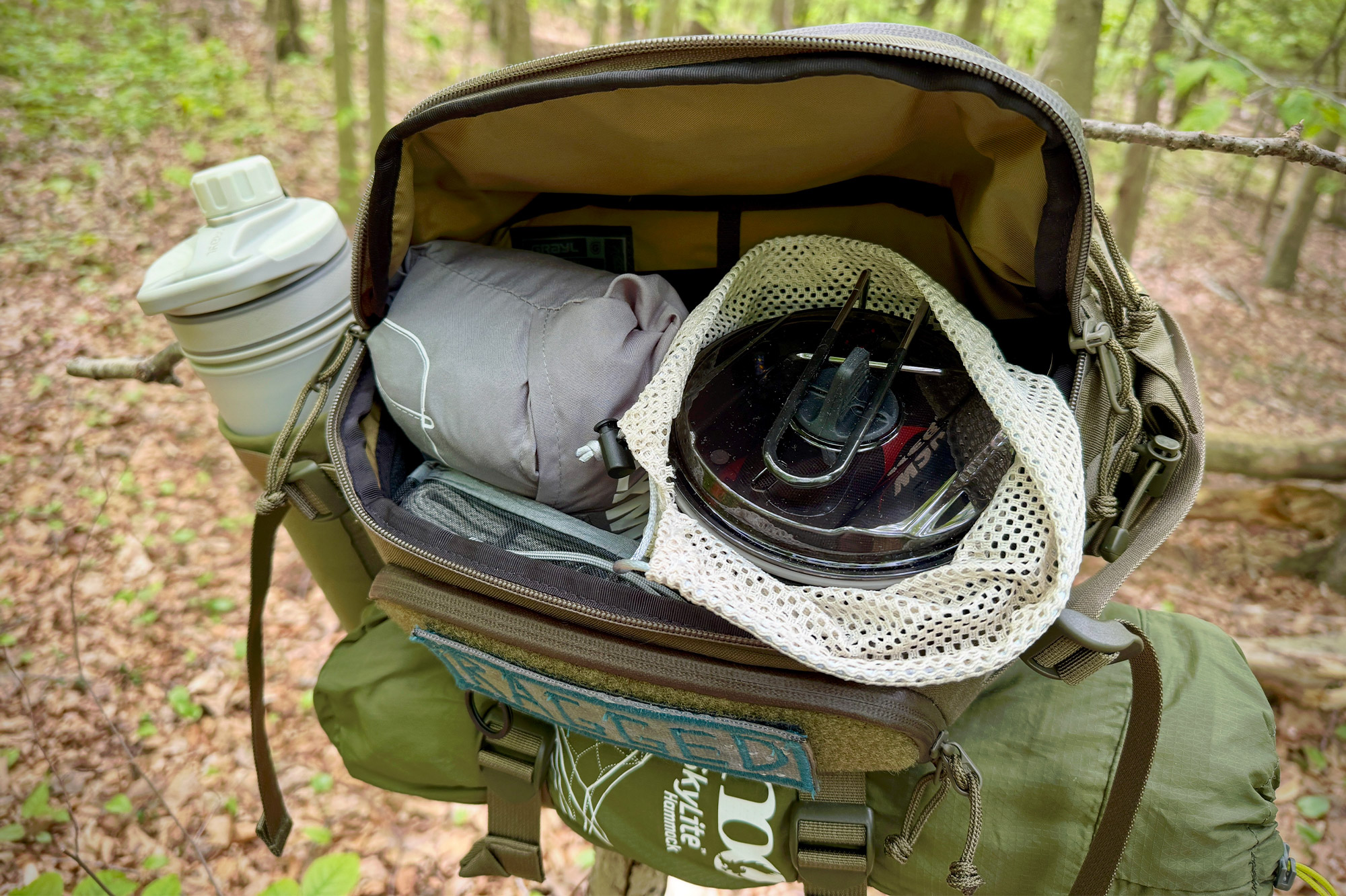 Firemaple Petrel Ultralight G2 Pot packed in a backpack with other gear