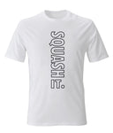Squash It. Black, Unisex T Shirt with Vertical Orange Outline