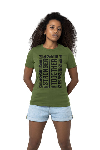 Stronger Together Unisex T Shirt Military Green and Black