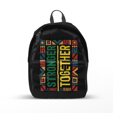 Stronger Together Black Backpack With Multicolor Design
